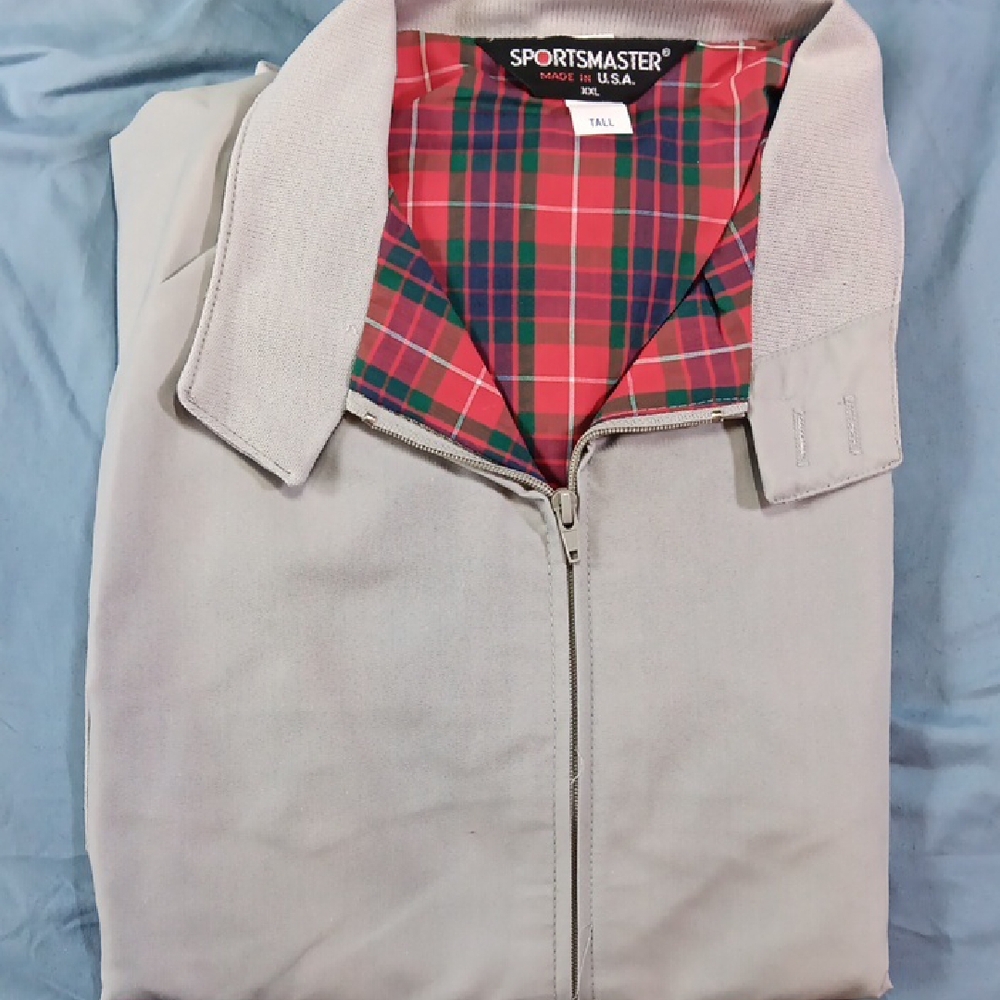 Red and Tan Lightweight Shirt Jacket with Plaid Lining